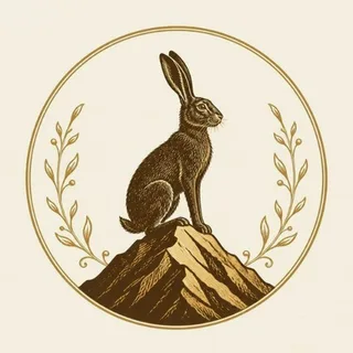 The Lepus hare emblem: a hare on a hilltop inside a laurel wreath
