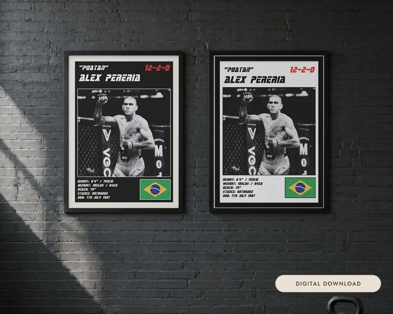 Alex Pereira MMA Poster, shown in a room