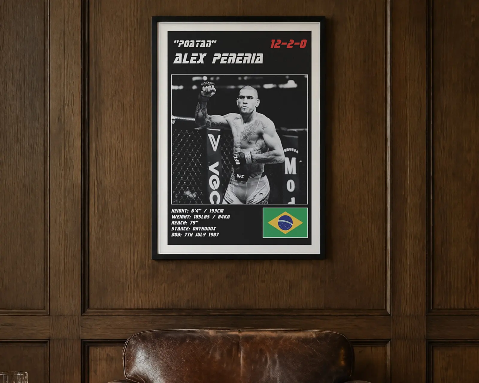 Alex Pereira MMA Poster, shown in a second room