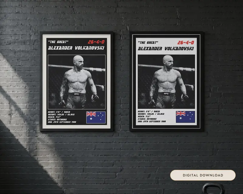 Alexander Volkanovski MMA Poster, shown in a room