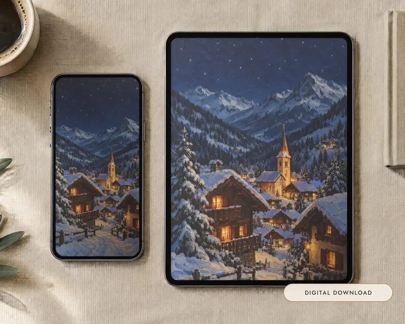 Alpine Village Wallpaper, shown in a room