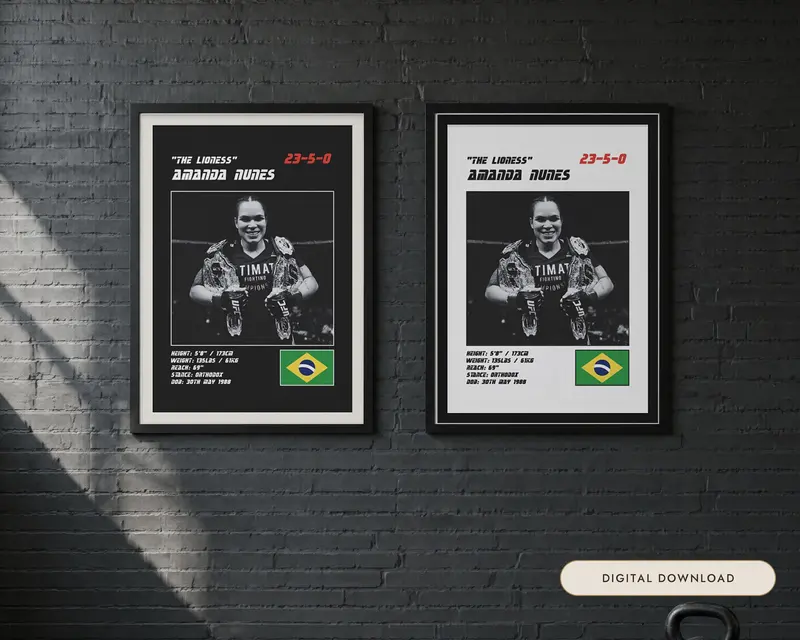 Amanda Nunes MMA Poster, shown in a room