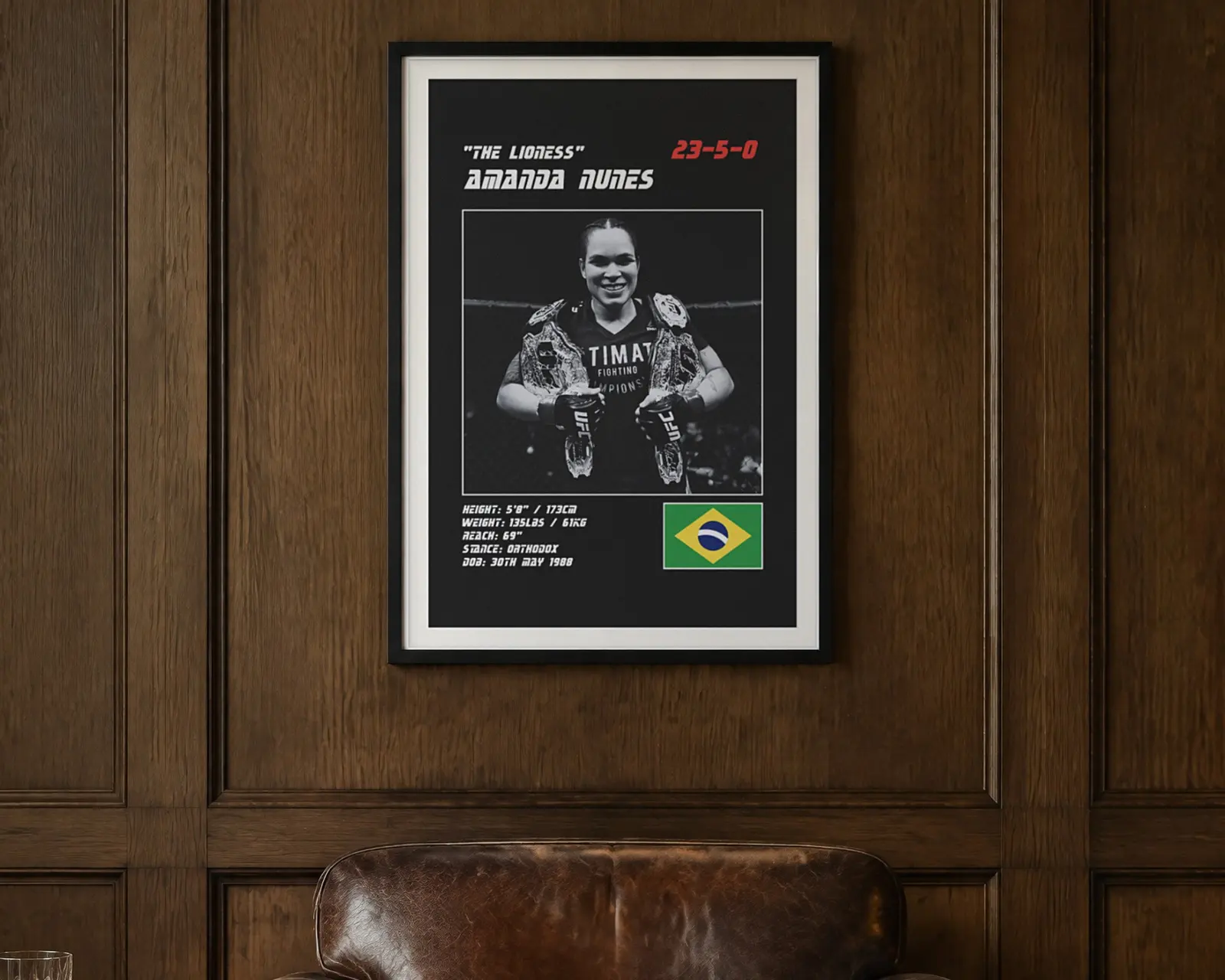 Amanda Nunes MMA Poster, shown in a second room