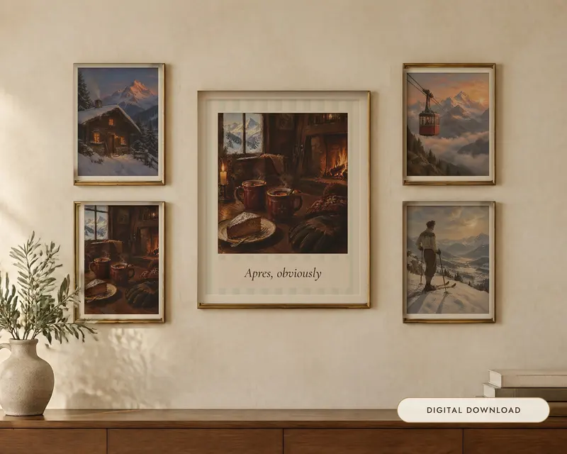Apres Ski Prints Set of 4, shown in a room