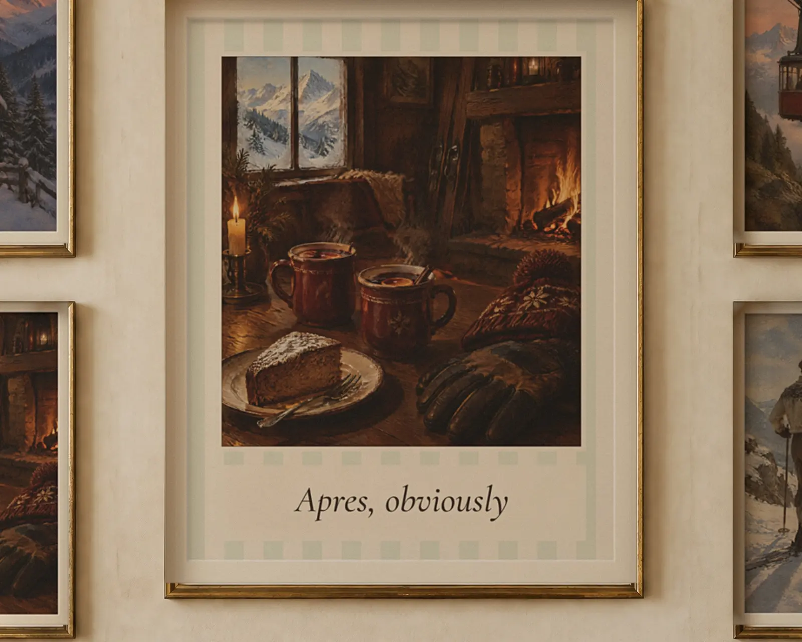 Apres Ski Prints Set of 4, shown in a second room