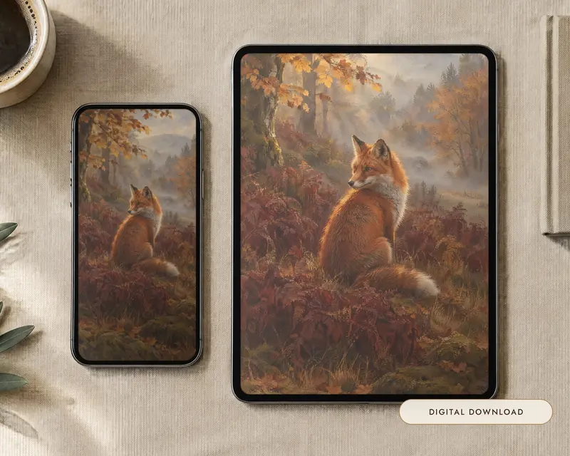 Autumn Fox Wallpaper, shown in a room