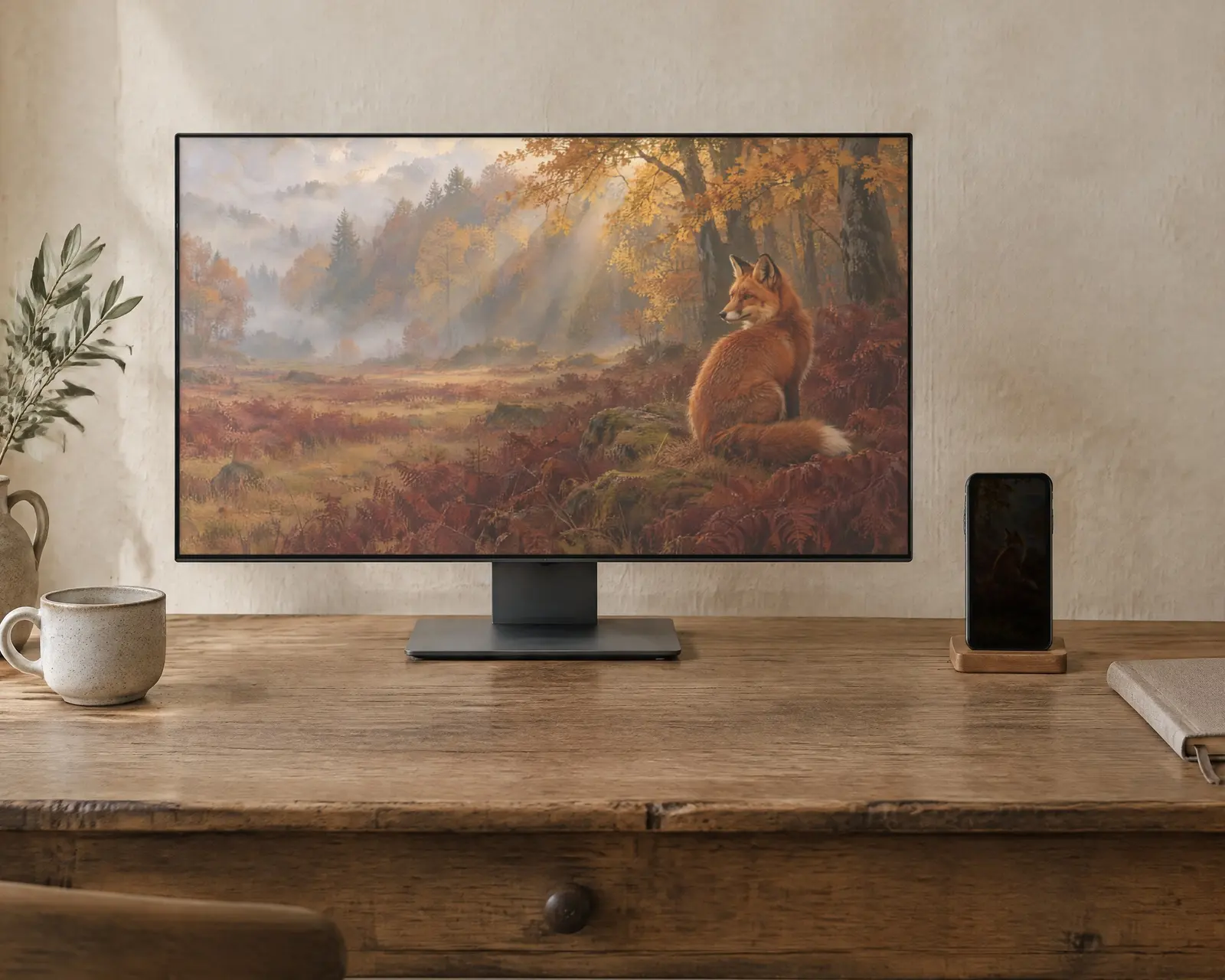 Autumn Fox Wallpaper, shown in a second room