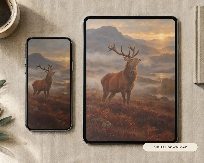 Autumn Stag Wallpaper, shown in a room