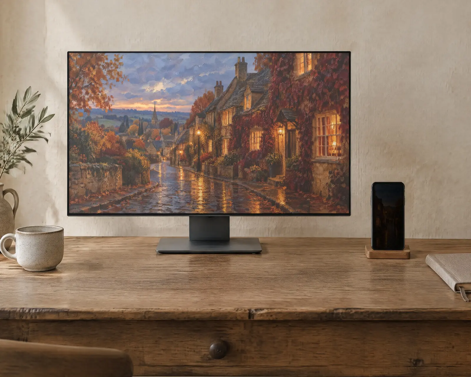Autumn Village Wallpaper, shown in a second room