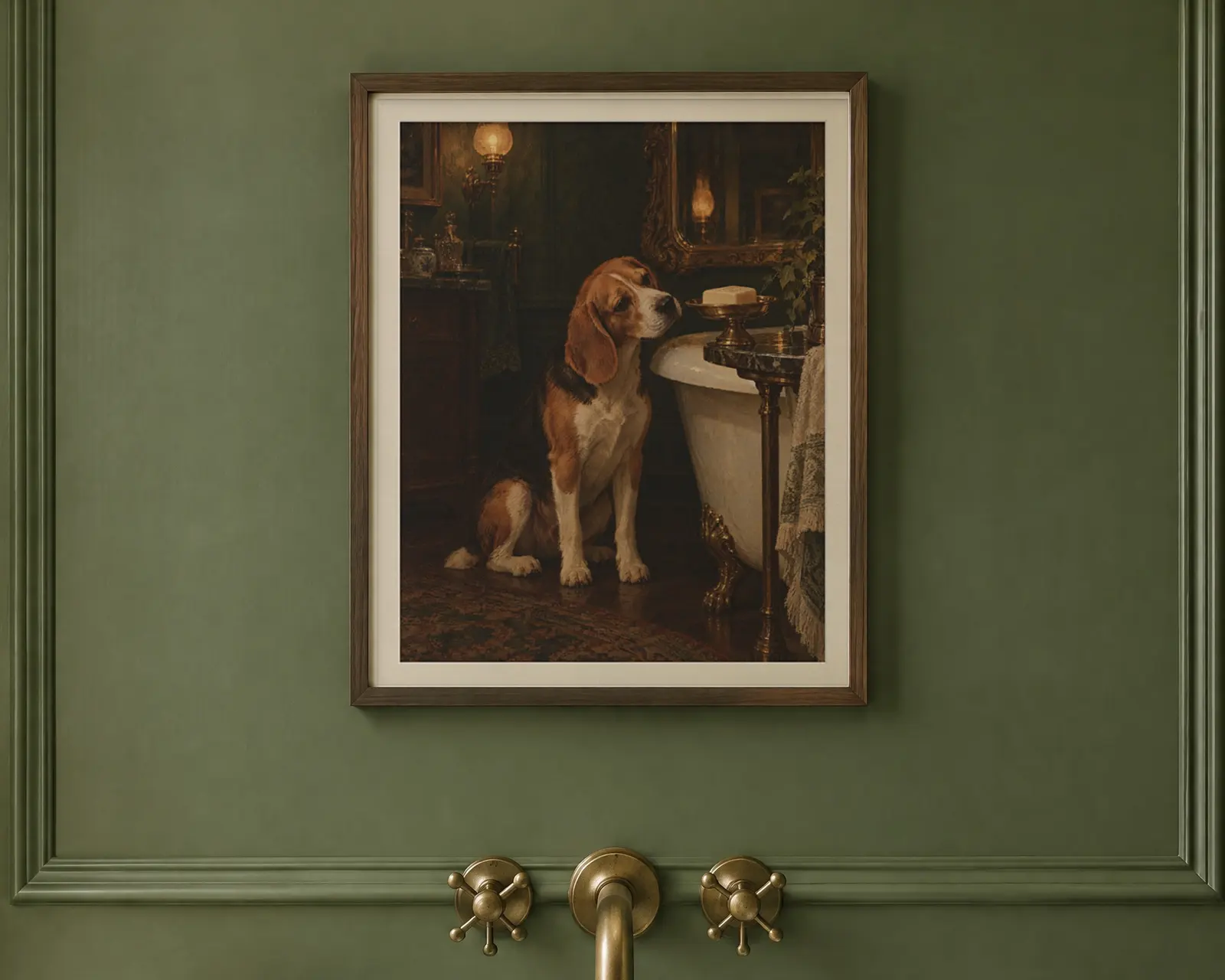 Beagle Bathroom Wall Art, shown in a second room