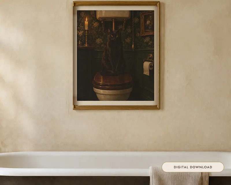 Black Cat Bathroom Wall Art, shown in a room