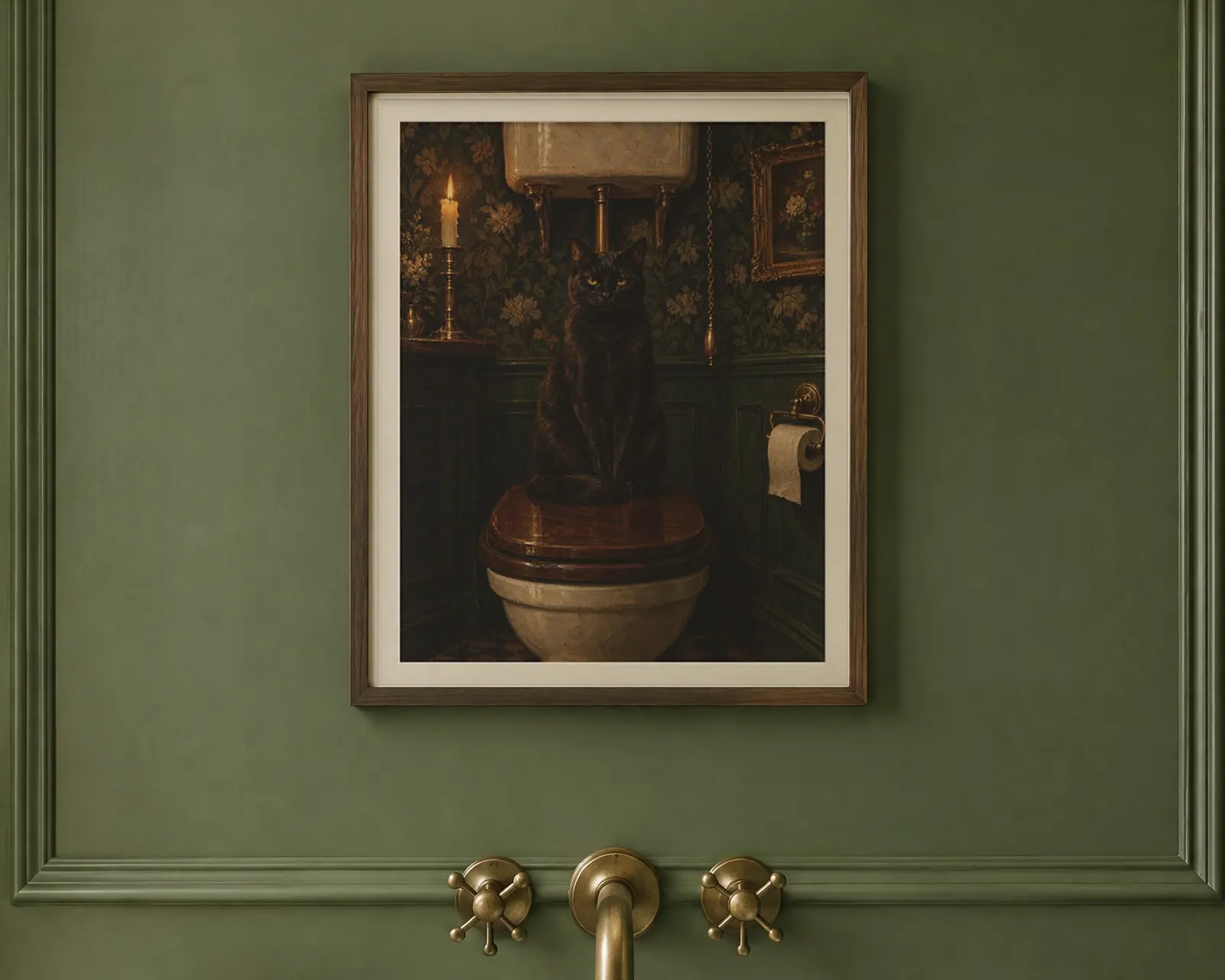 Black Cat Bathroom Wall Art, shown in a second room