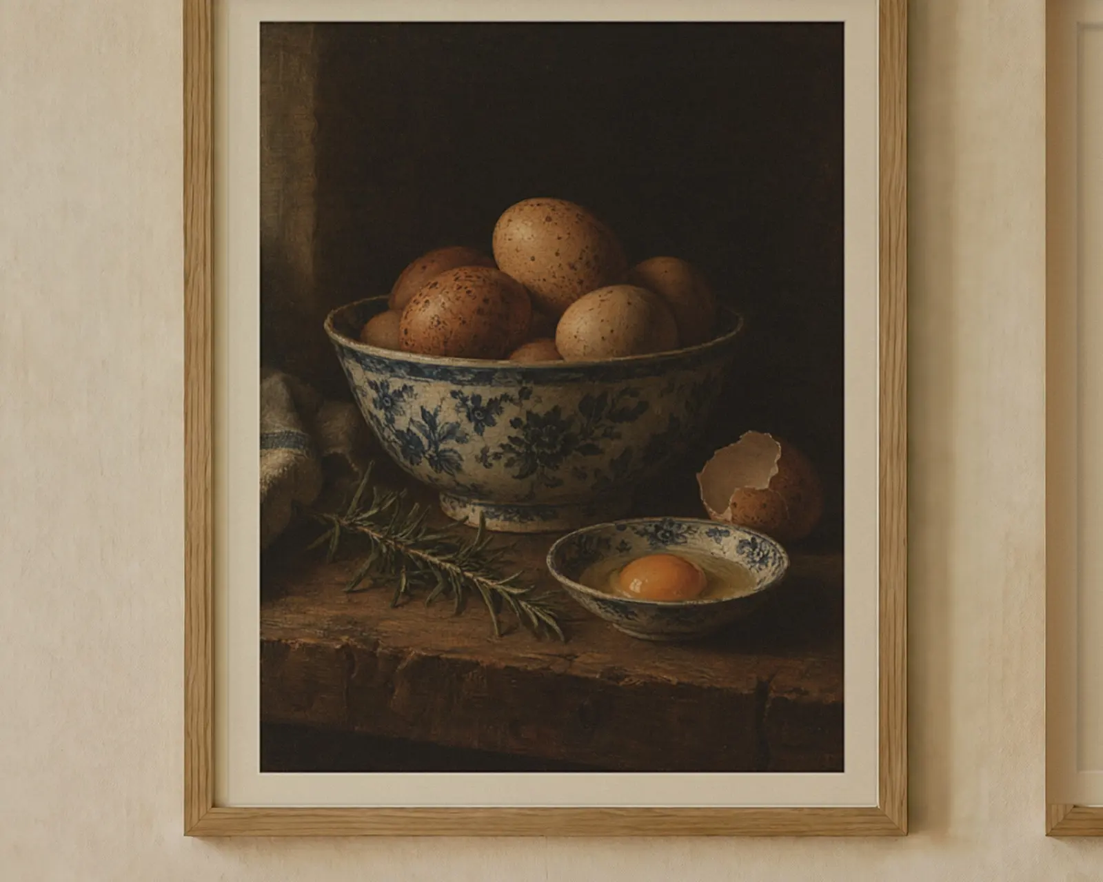 Bowl of Eggs Kitchen Print Set of 2, shown in a second room