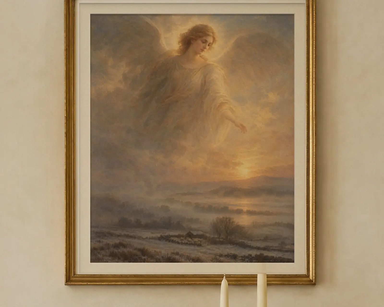 Christmas Angel Print, shown in a second room