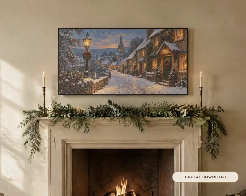 Christmas Frame TV Art Set of 7, shown in a room