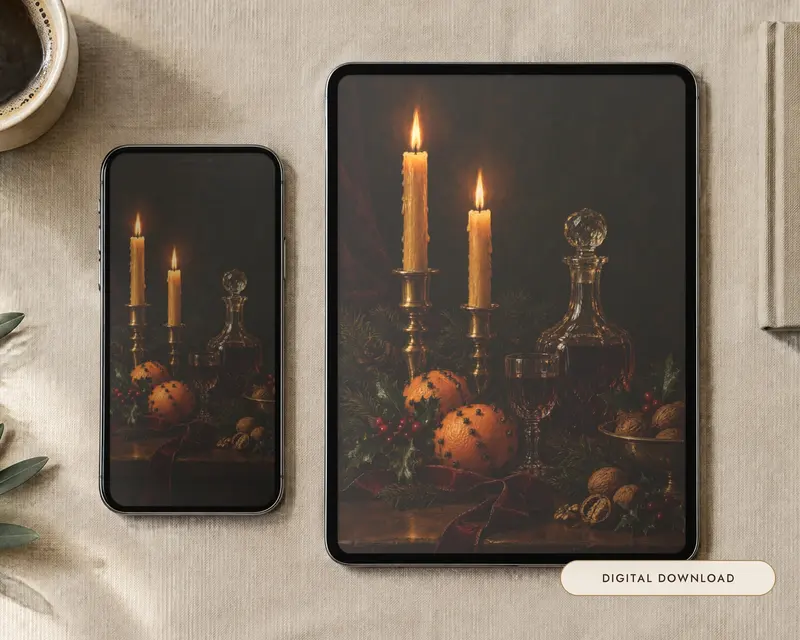 Christmas Still Life Wallpaper, shown in a room