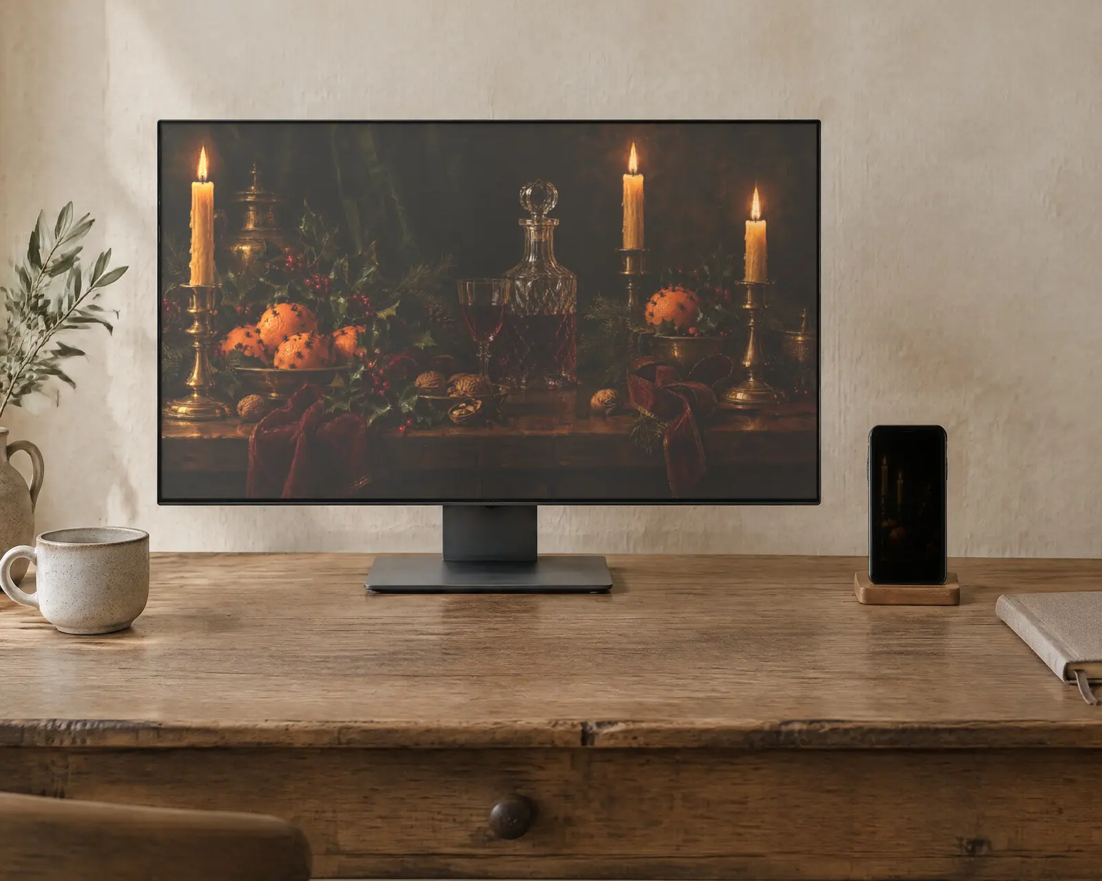 Christmas Still Life Wallpaper, shown in a second room