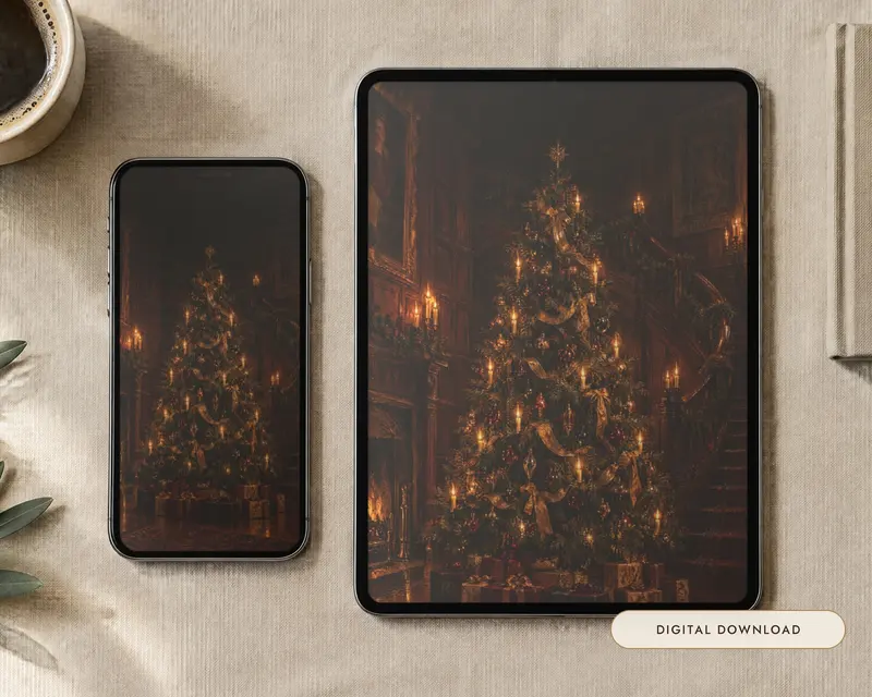Christmas Tree Wallpaper, shown in a room