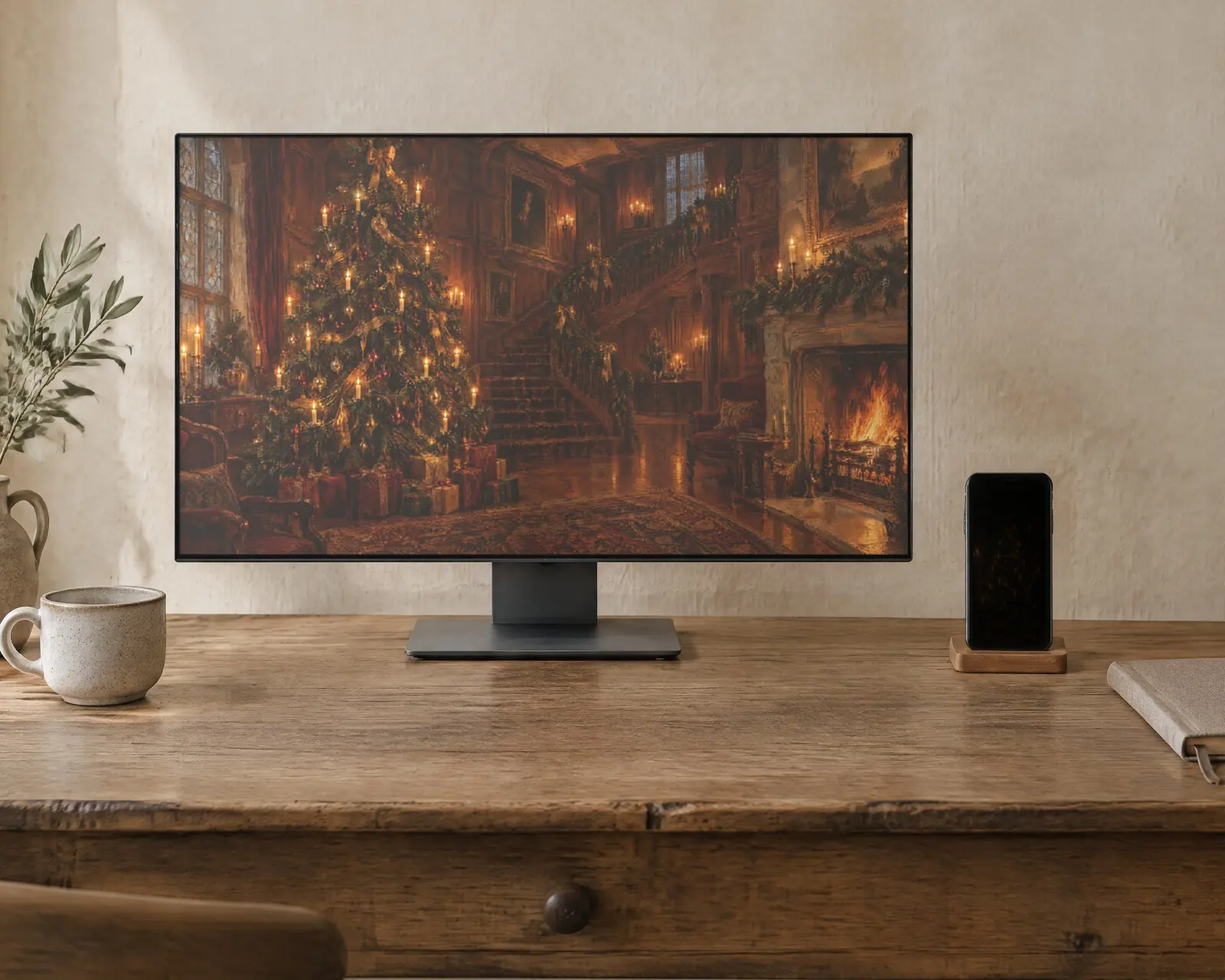 Christmas Tree Wallpaper, shown in a second room