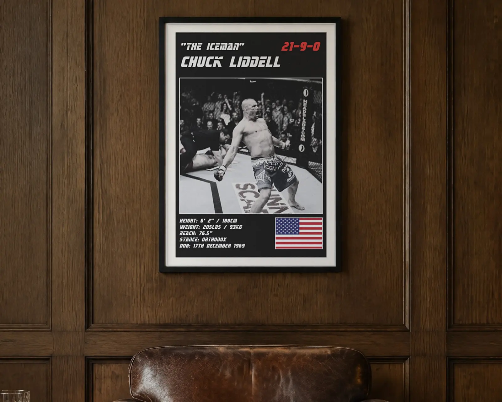 Chuck Liddell MMA Poster, shown in a second room