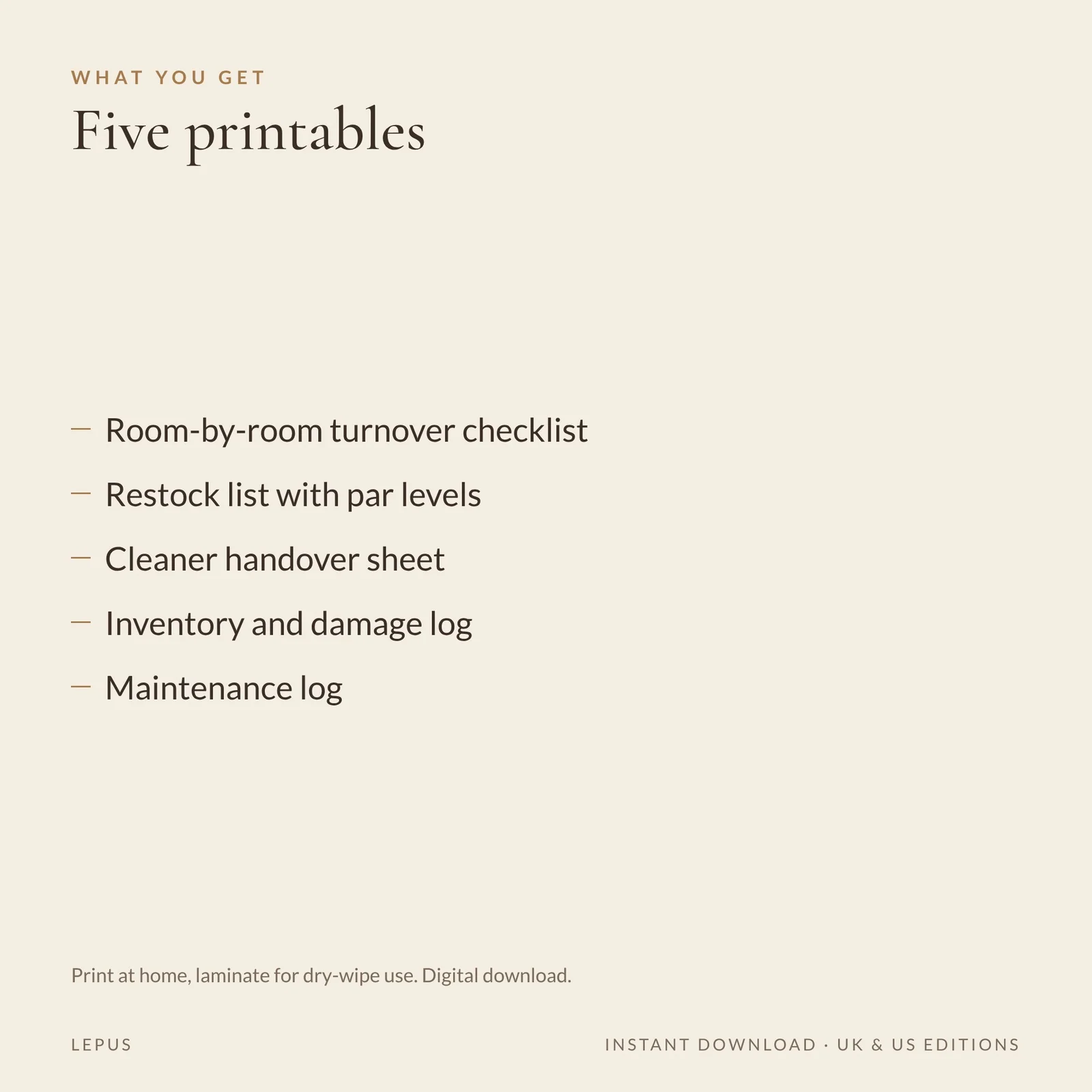 Cleaning checklist and host ops pack, preview 3 of 3