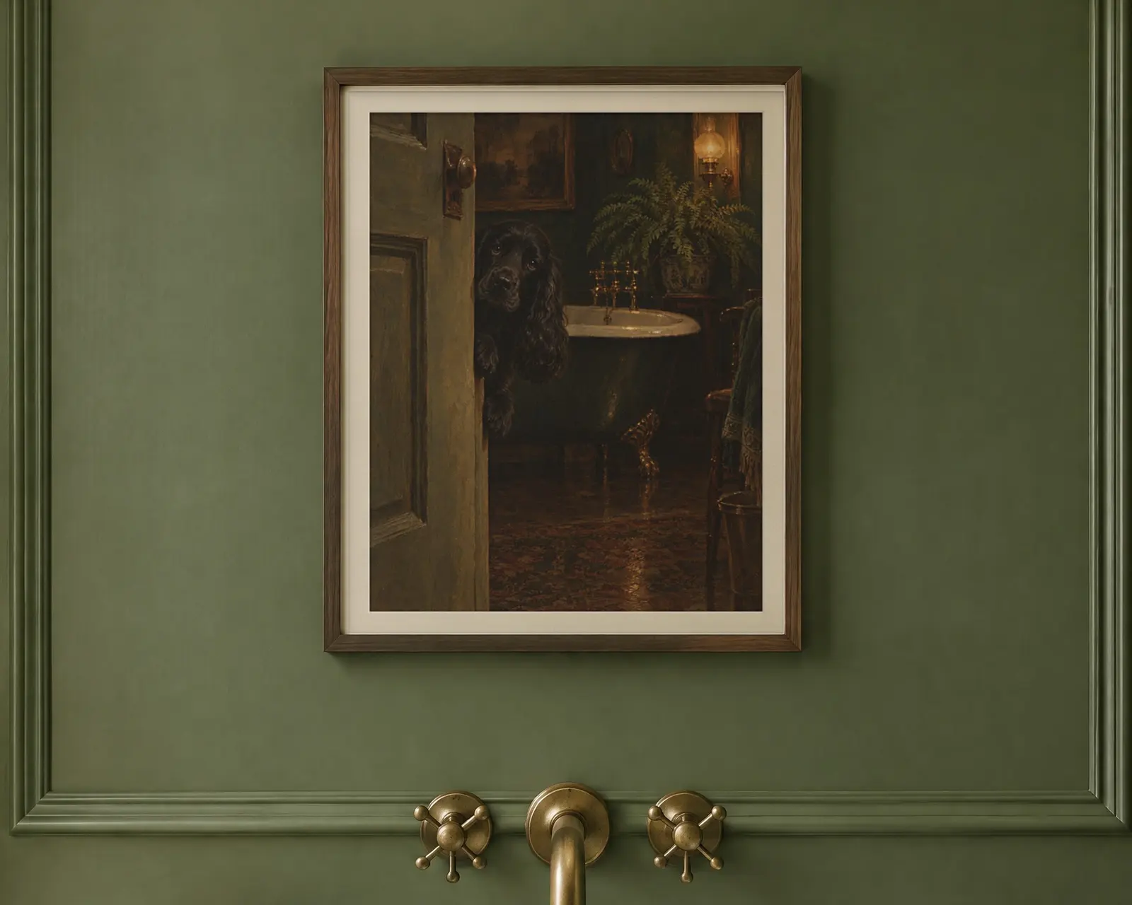 Cocker Spaniel Bathroom Wall Art, shown in a second room