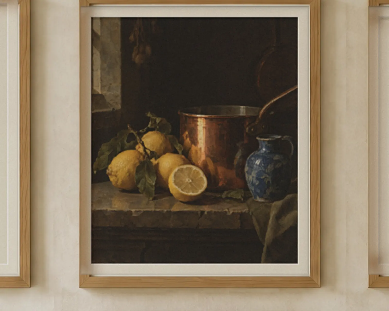 Cottage Kitchen Wall Art Set of 12, shown in a second room