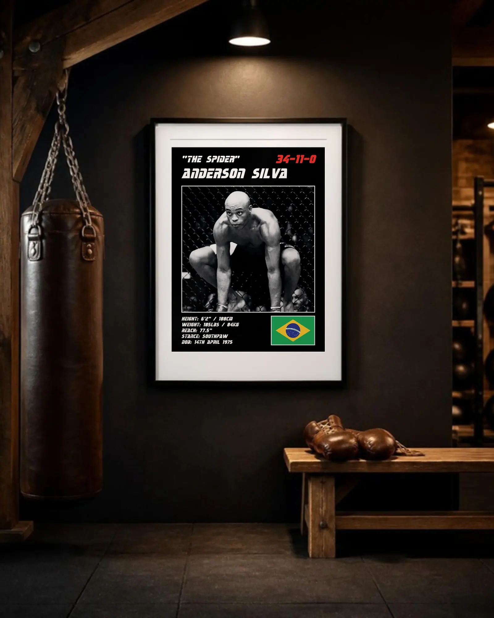Custom MMA Fighter Poster, shown in a second room