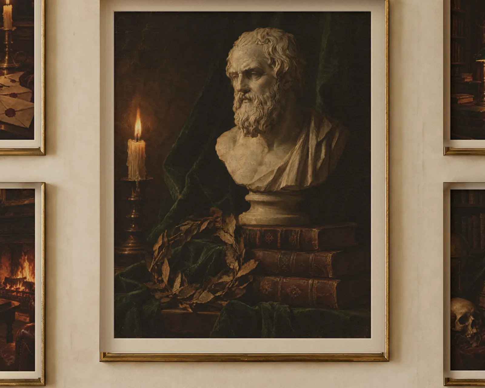 Dark Academia Gallery Wall Set of 5, shown in a second room