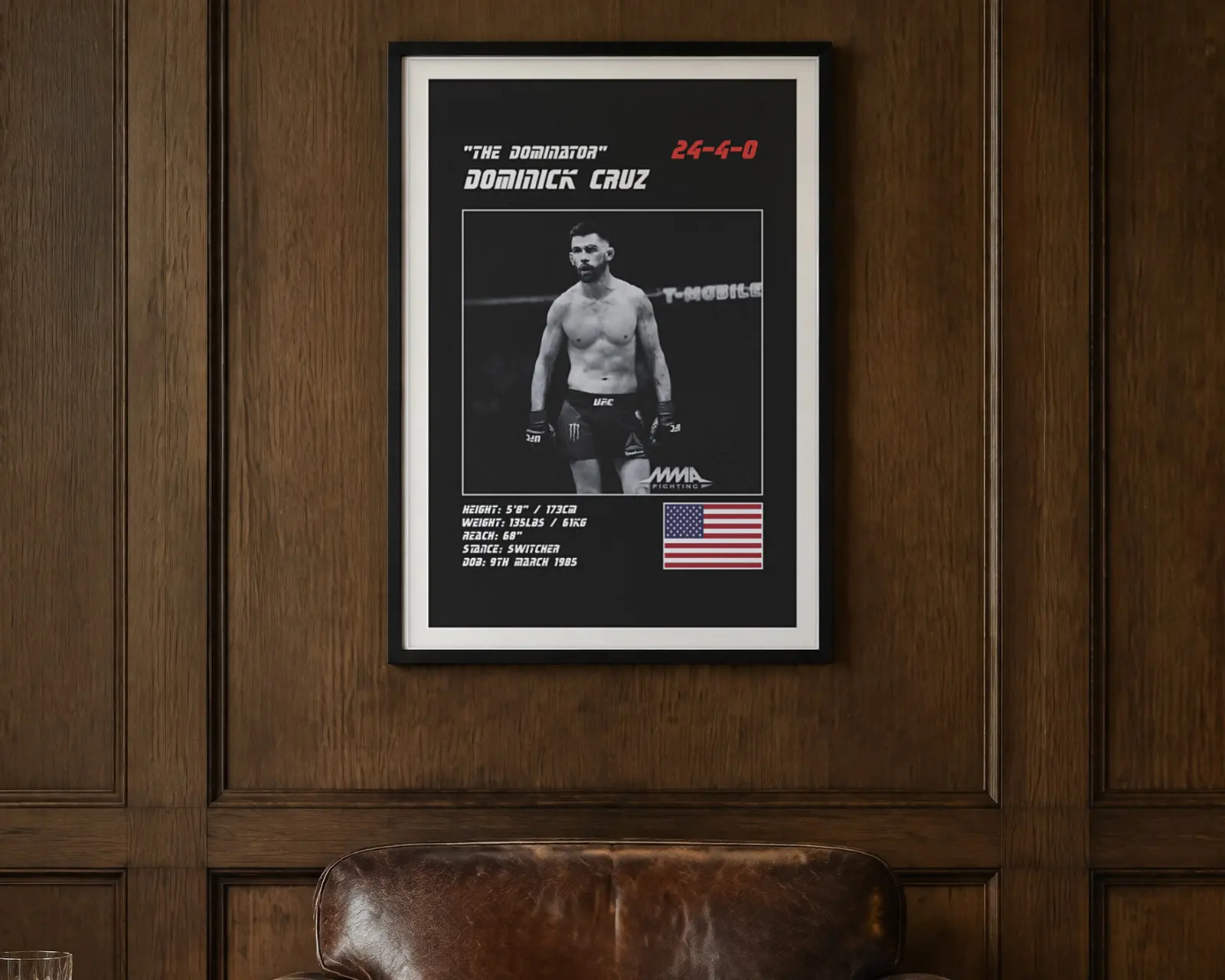 Dominick Cruz MMA Poster, shown in a second room