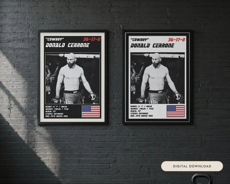 Donald Cerrone MMA Poster, shown in a room