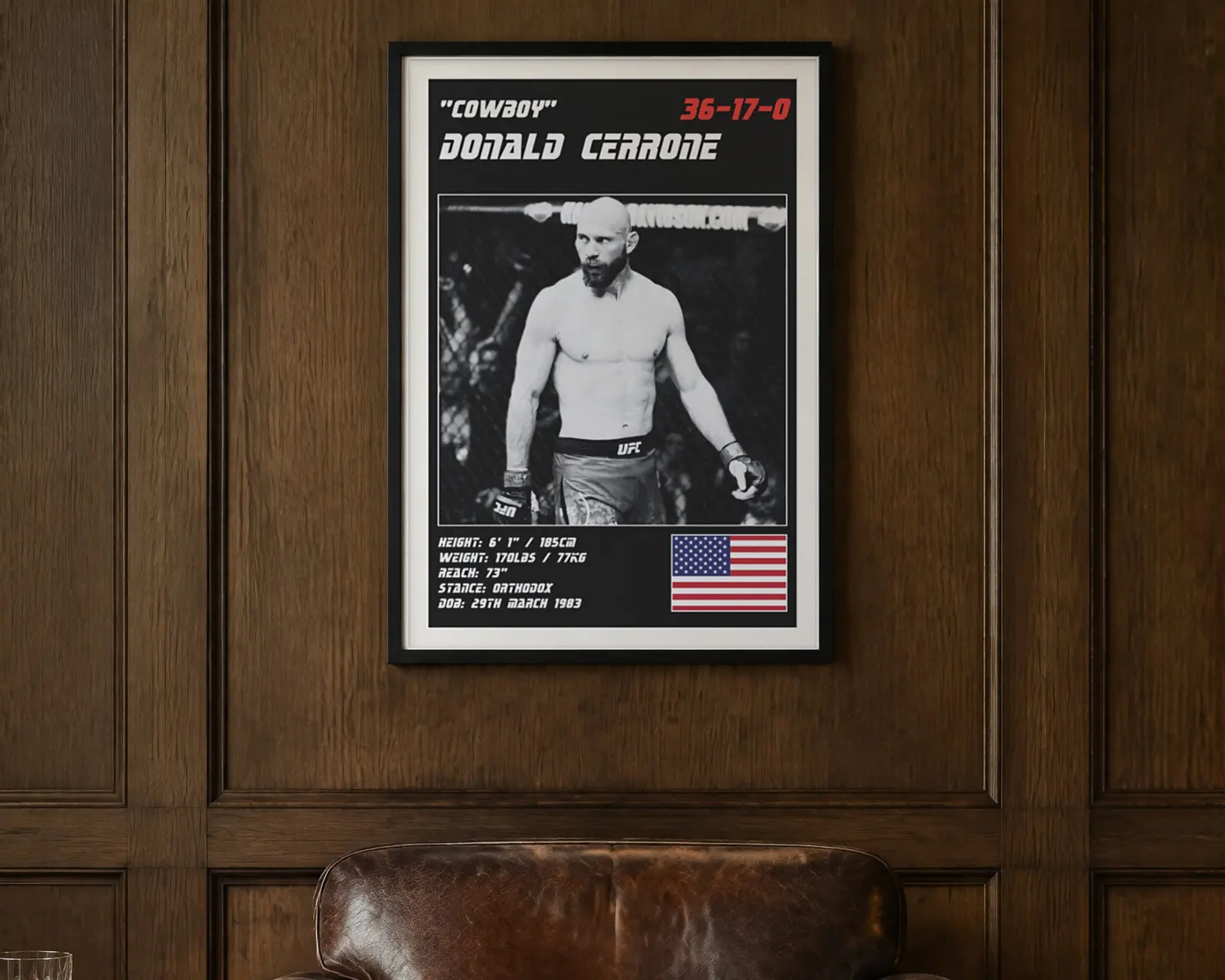 Donald Cerrone MMA Poster, shown in a second room