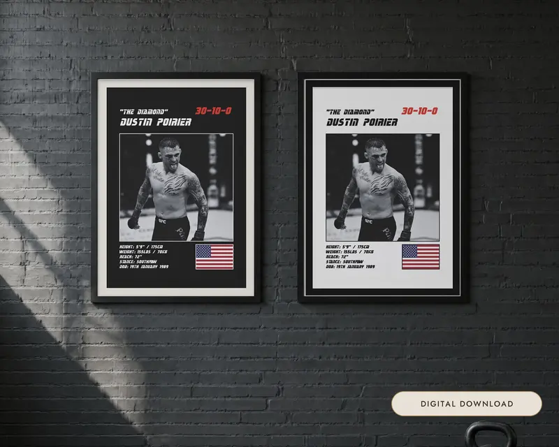 Dustin Poirier MMA Poster, shown in a room