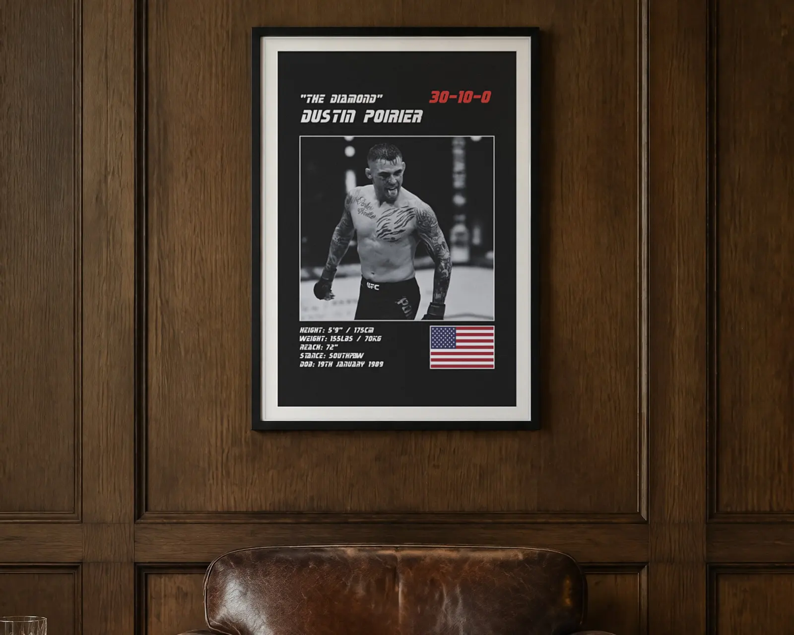 Dustin Poirier MMA Poster, shown in a second room