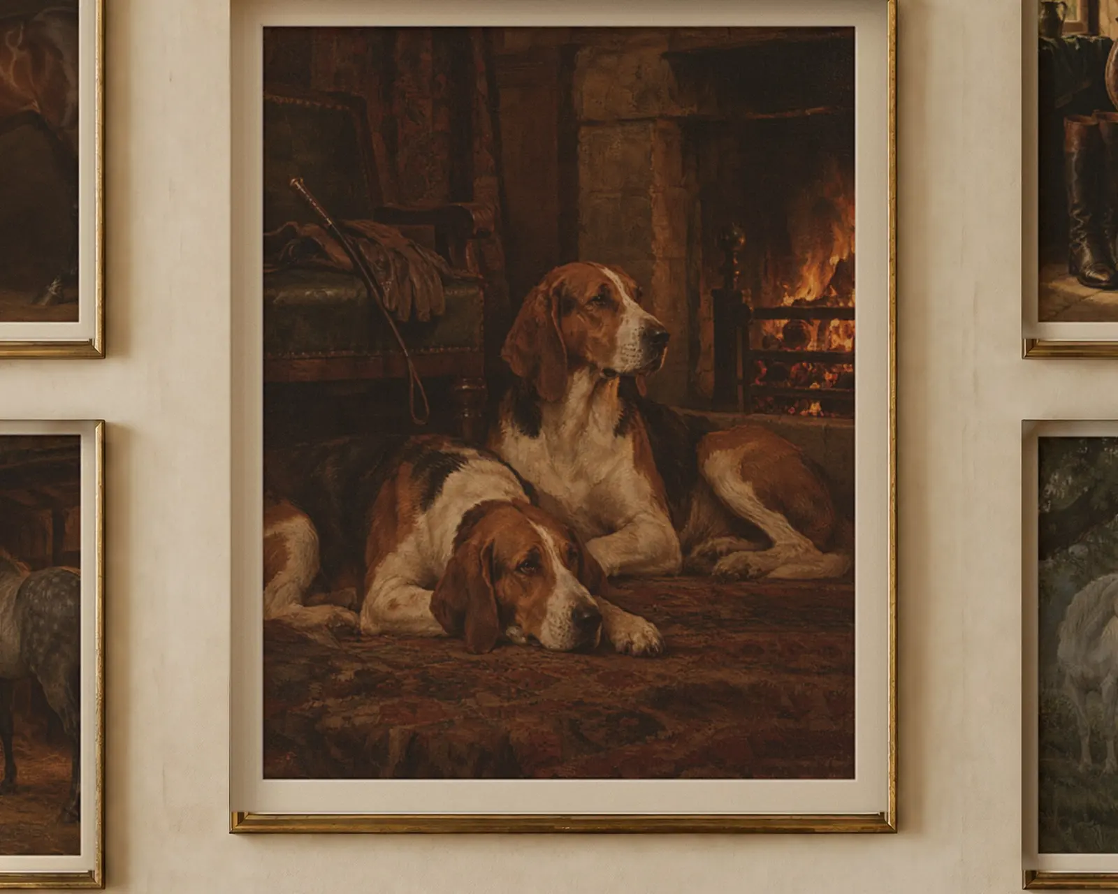 Equestrian Gallery Wall Set of 5, shown in a second room