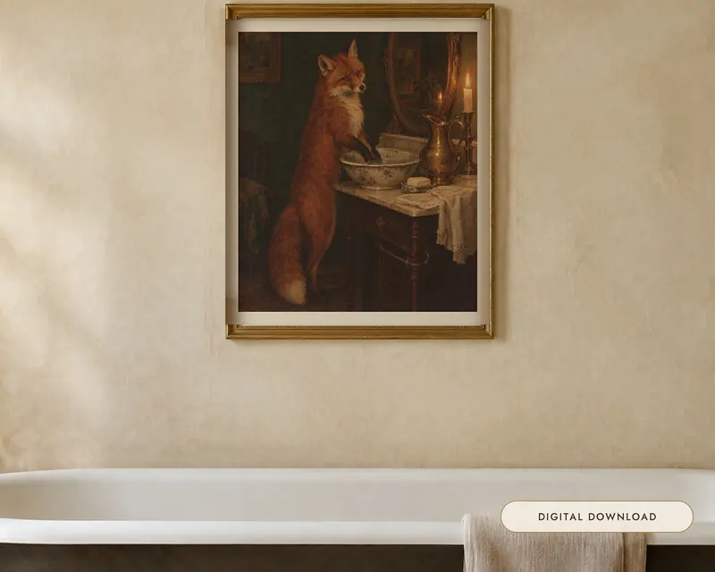Fox at the Washstand Print, shown in a room
