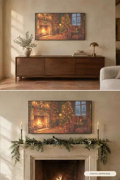 Christmas Fireside, shown in a room