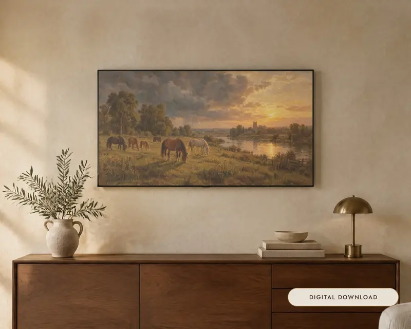 Horses at Evening, shown in a room