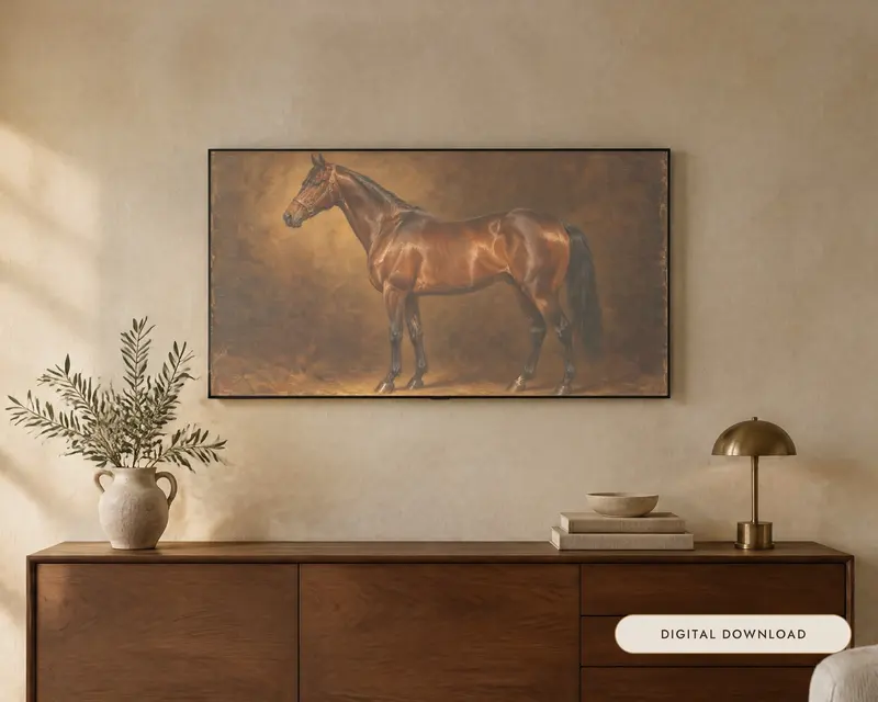 The Bay Horse, shown in a room
