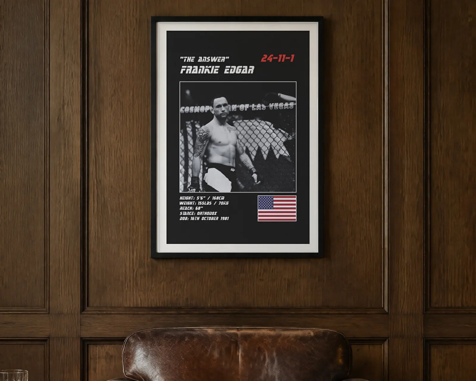 Frankie Edgar MMA Poster, shown in a second room