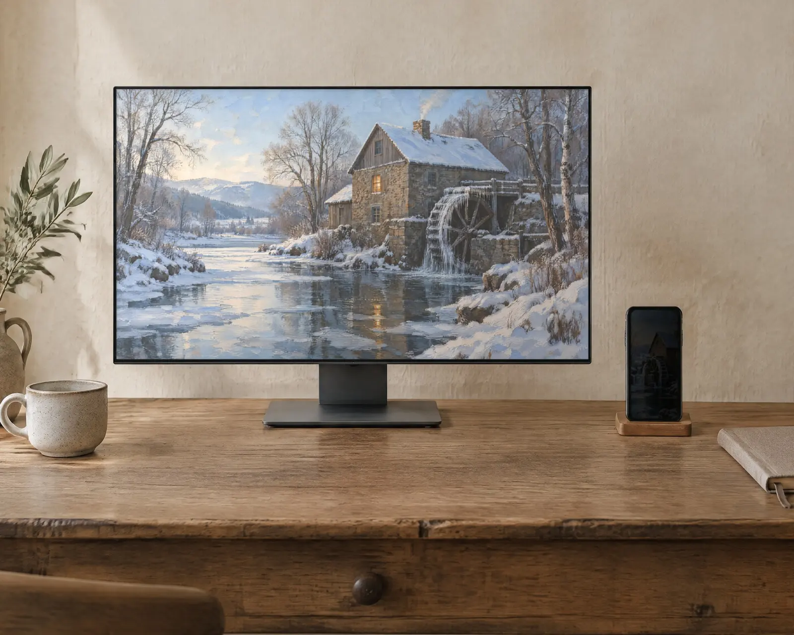 Frozen Mill Wallpaper, shown in a second room