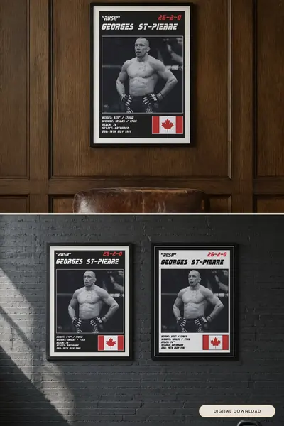 Georges St Pierre and Matt Hughes, shown in a room