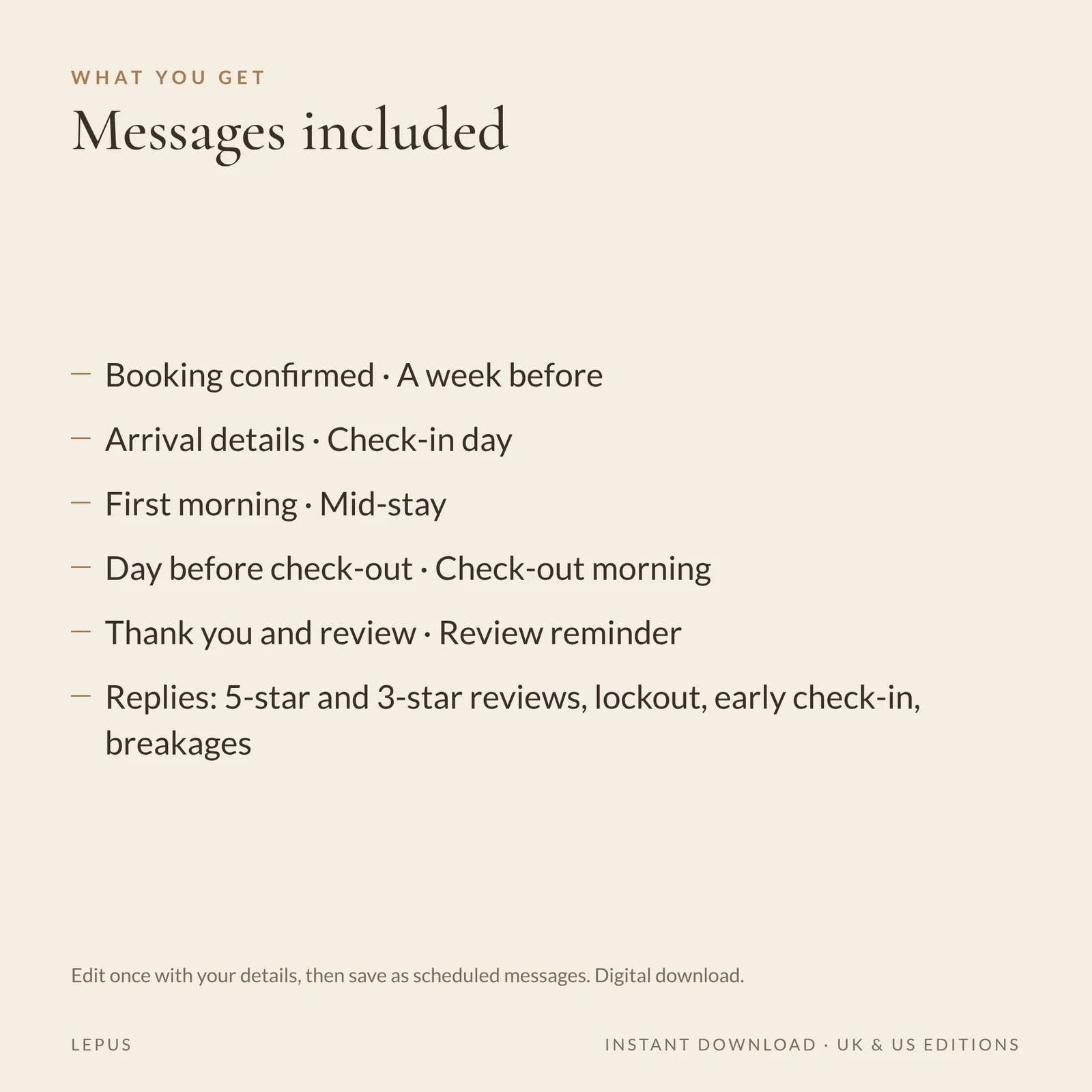 Guest message templates, preview 3 of 4