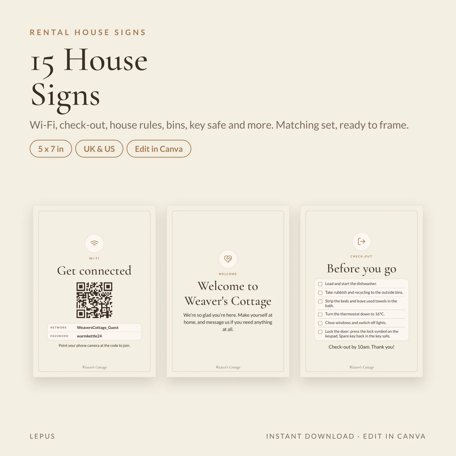15 house signs, template preview