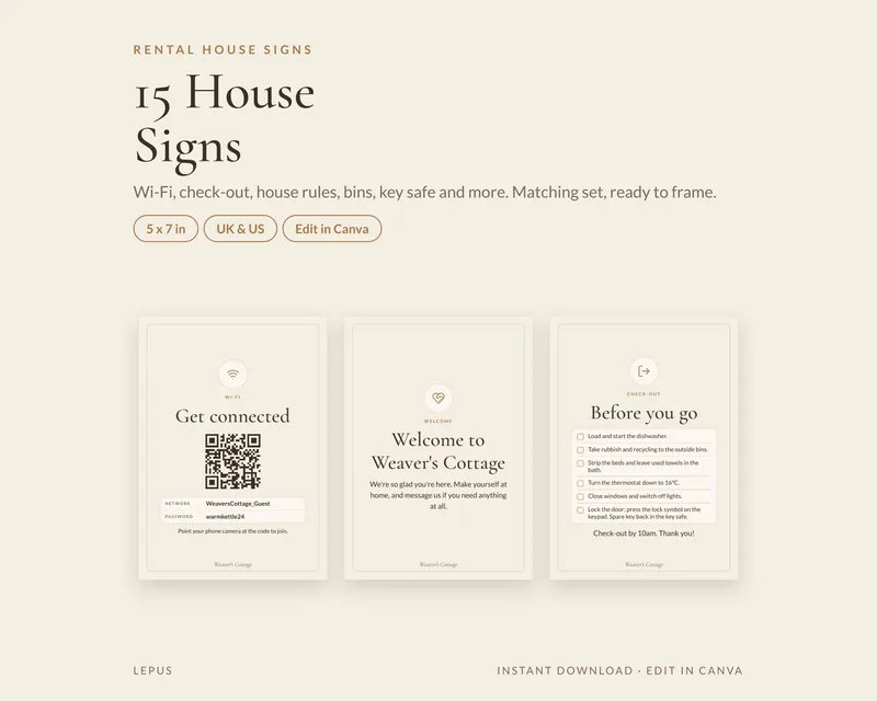 15 house signs, template preview