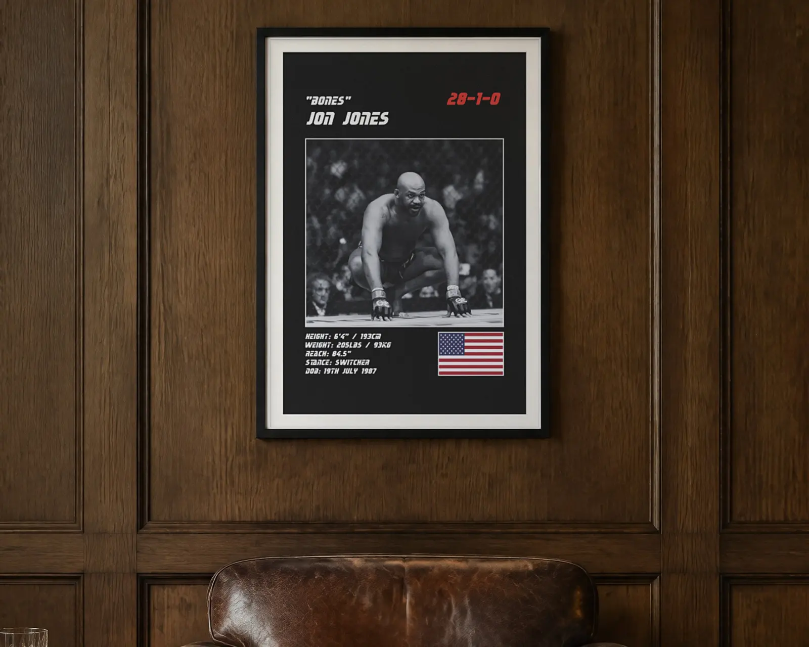 Jon Jones MMA Poster, shown in a second room
