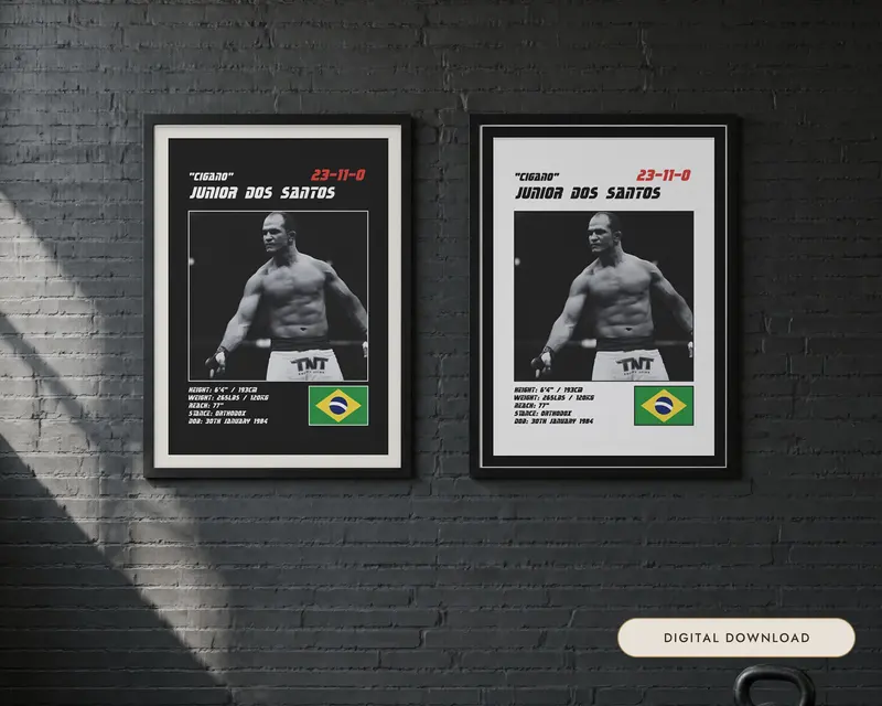 Junior Dos Santos MMA Poster, shown in a room