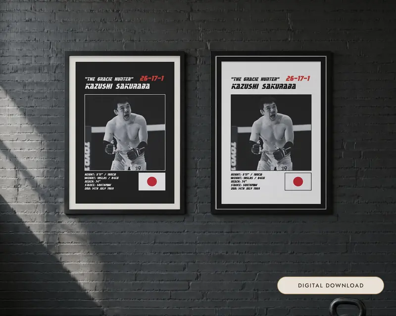 Kazushi Sakuraba MMA Poster, shown in a room