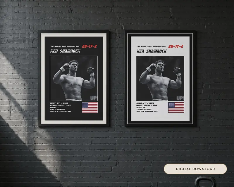 Ken Shamrock MMA Poster, shown in a room