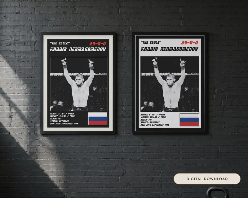 Khabib Nurmagomedov MMA Poster, shown in a room